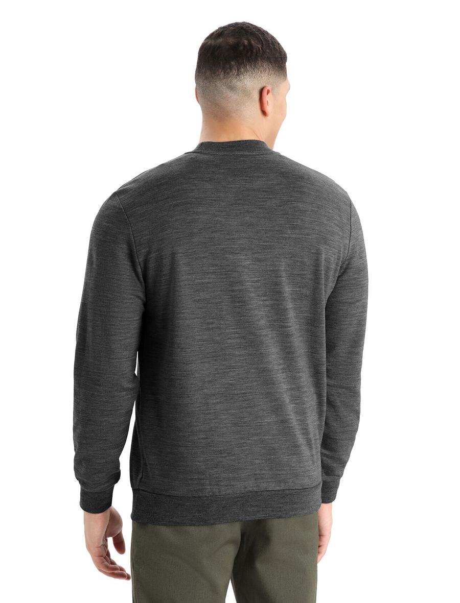 Gritstone Heather Men's Icebreaker Merino Shifter Long Sleeve Sweatshirt Hoodie | USA 1277DFMN